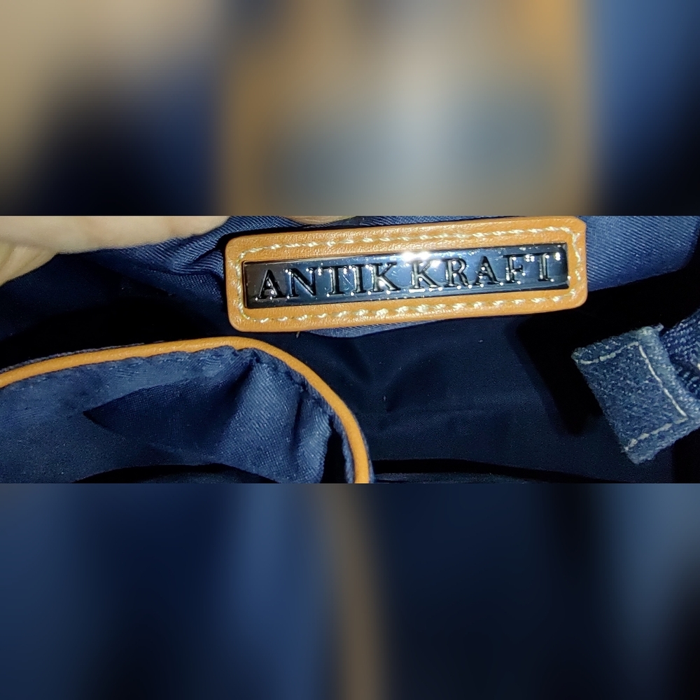 Antik Kraft Small  Denim Colorblock Tote. - Picture 6 of 11